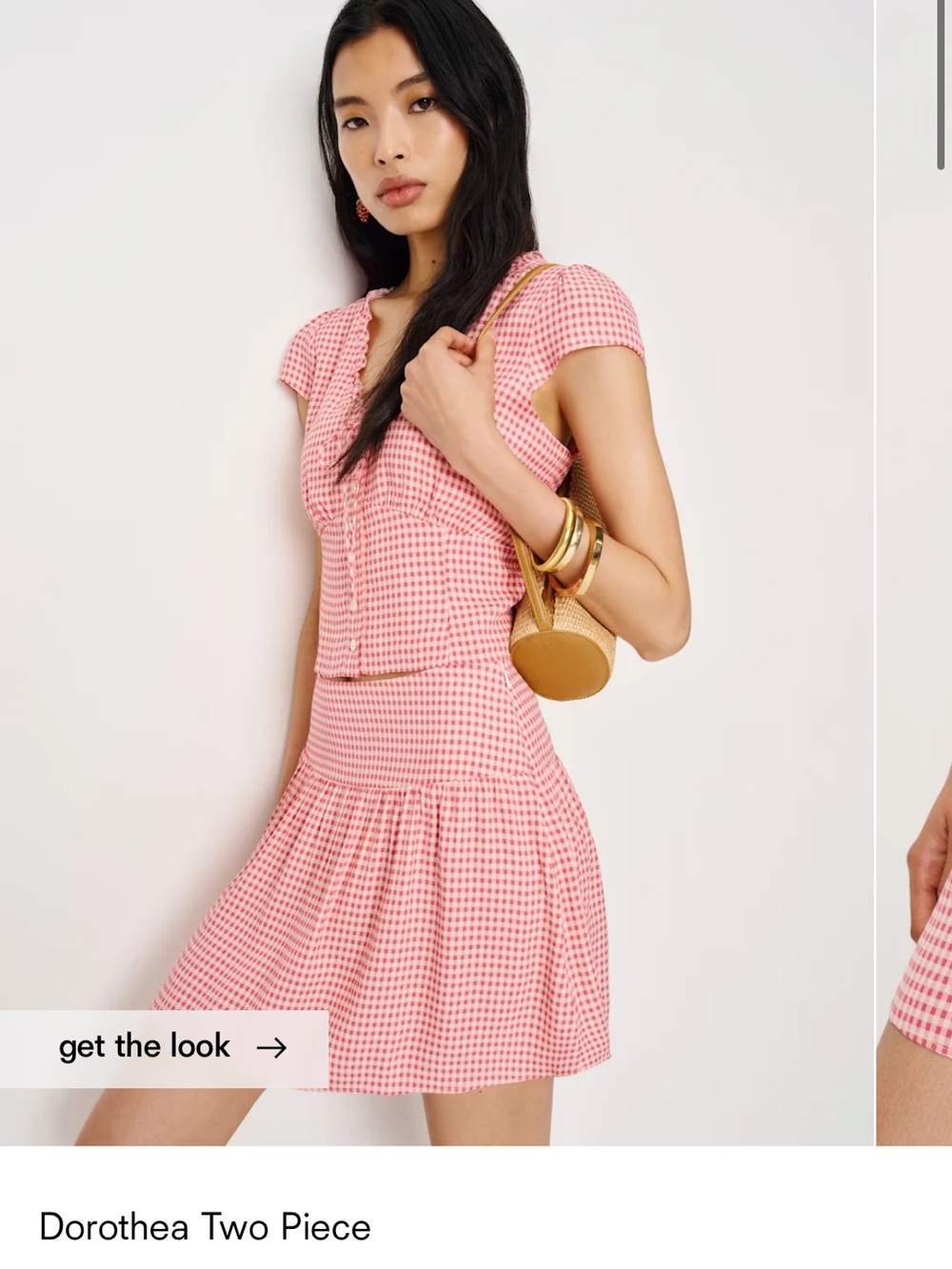 Reformation Dorothea Two Piece set in Watermelon Check